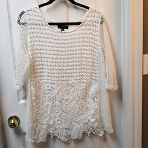 Cream Lace Tunic, sz L